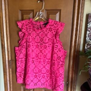 Women’s J Crew Cotton Eyelet Pink Sleeveless Top, size  XL